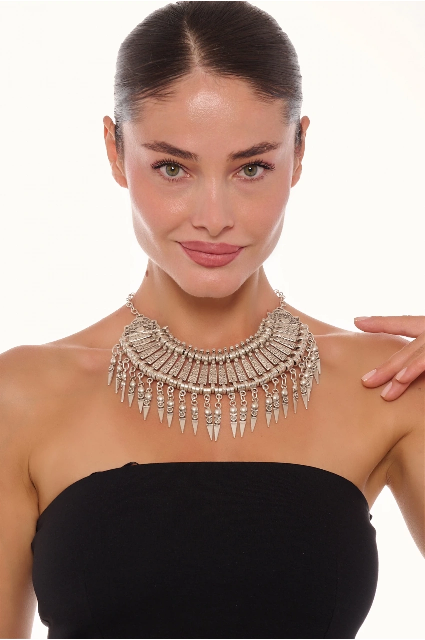 Kiraz Cleopatra Silver Plated Necklace