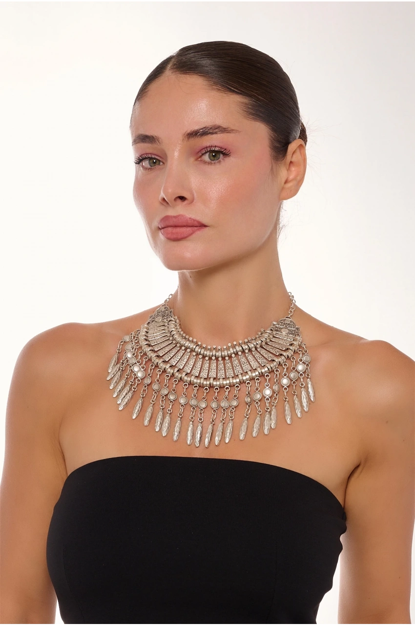 Kiraz Cleopatra Silver Plated Necklace
