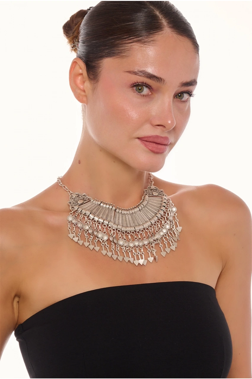 Kiraz Cleopatra Silver Plated Necklace