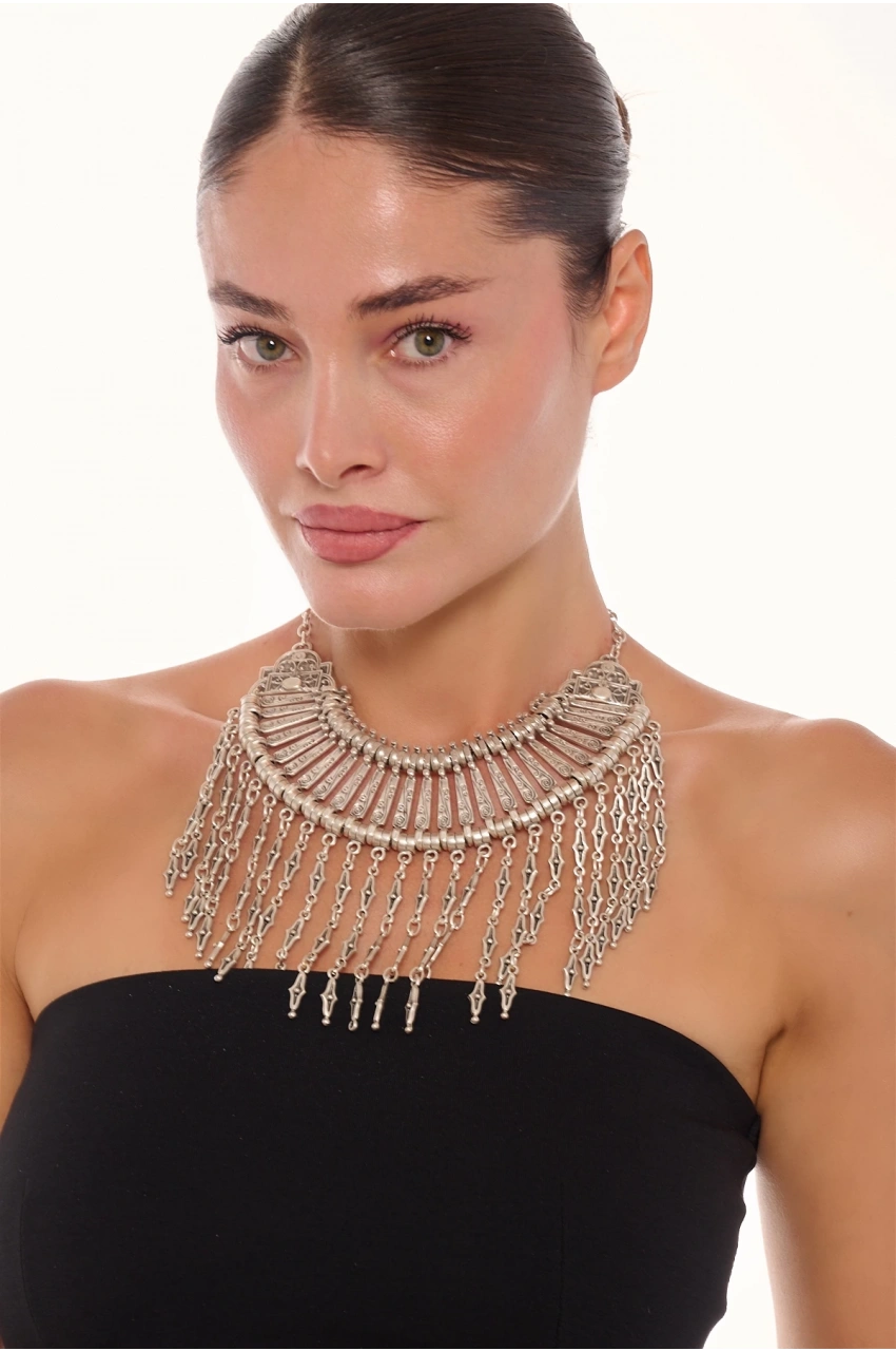 Kiraz Cleopatra Silver Plated Necklace