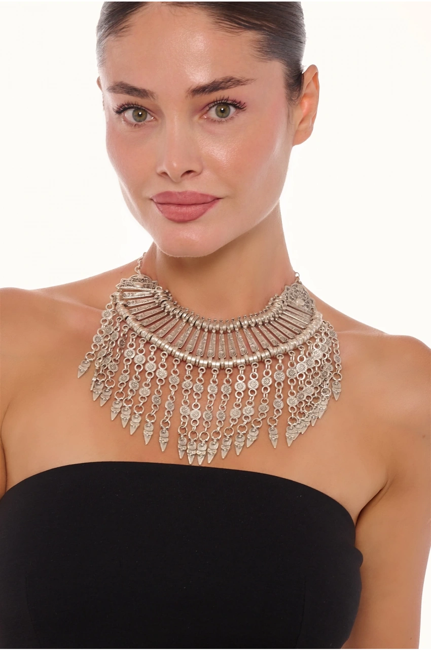 Kiraz Cleopatra Silver Plated Necklace