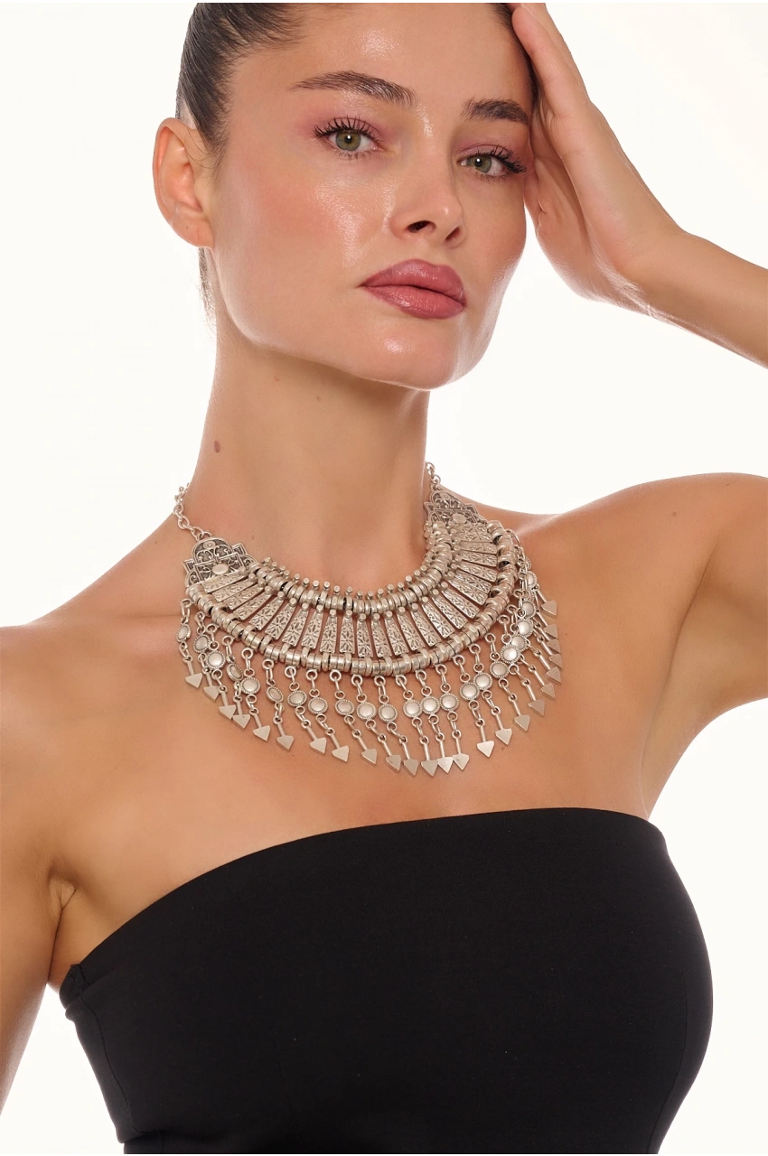 Kiraz Cleopatra Silver Plated Necklace