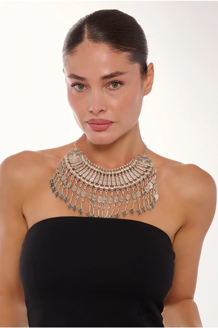 Kiraz Cleopatra Silver Plated Necklace