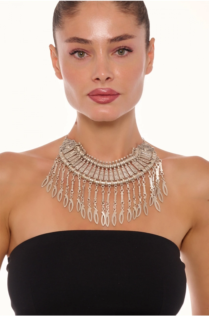 Kiraz Cleopatra Silver Plated Necklace