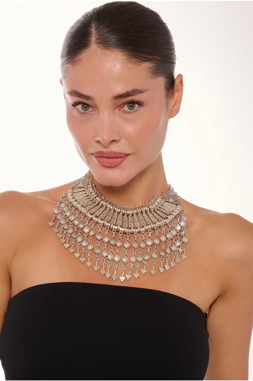 Kiraz Cleopatra Silver Plated Necklace