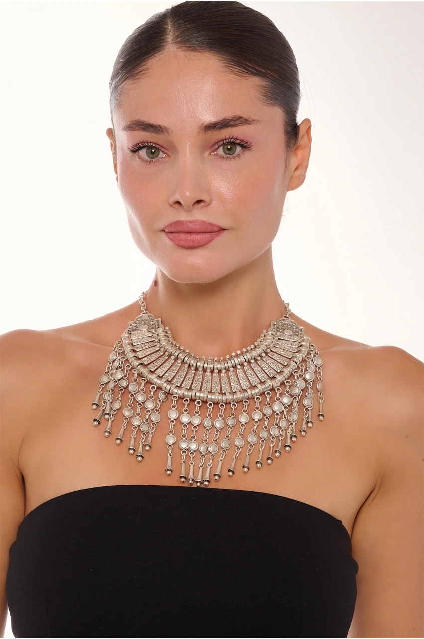 Kiraz Cleopatra Silver Plated Necklace