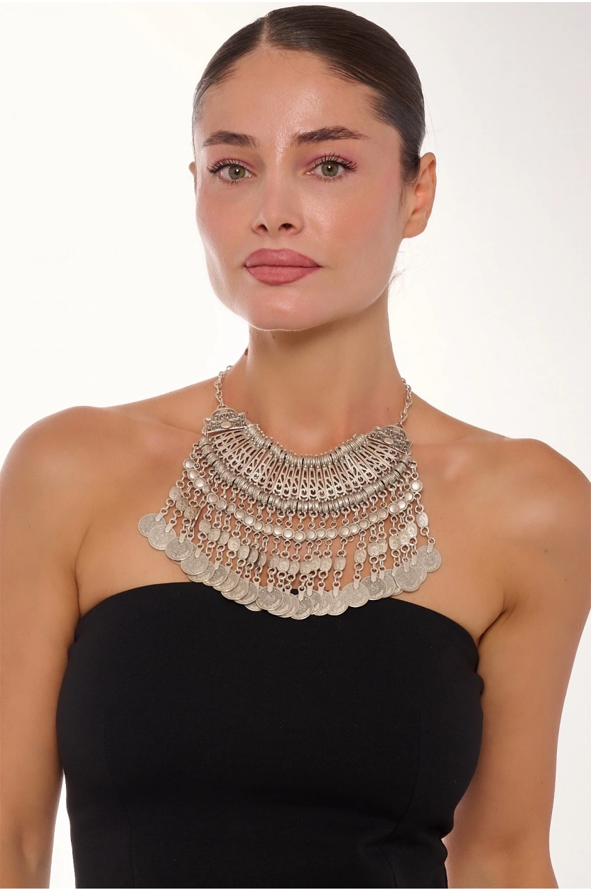 Kiraz Cleopatra Silver Plated Necklace