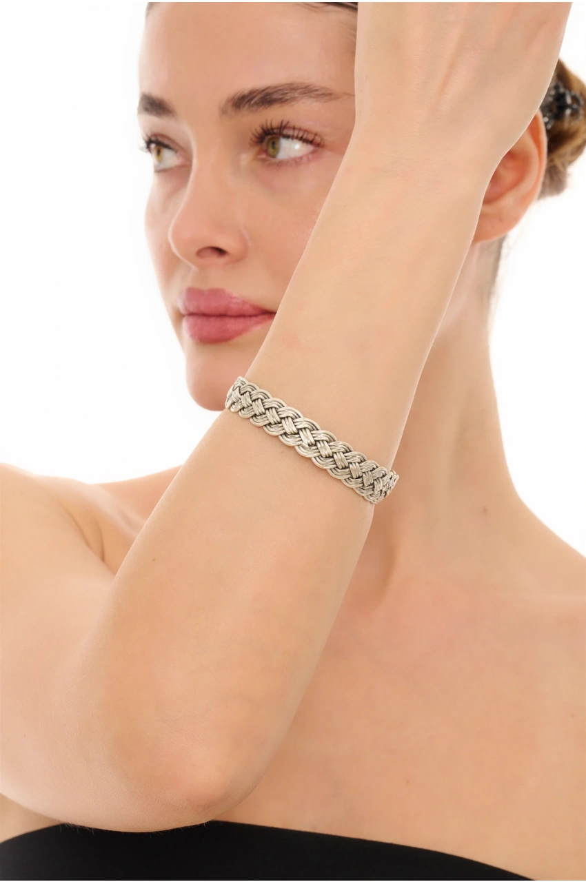 Kiraz Silver Plated Plait Bracelet