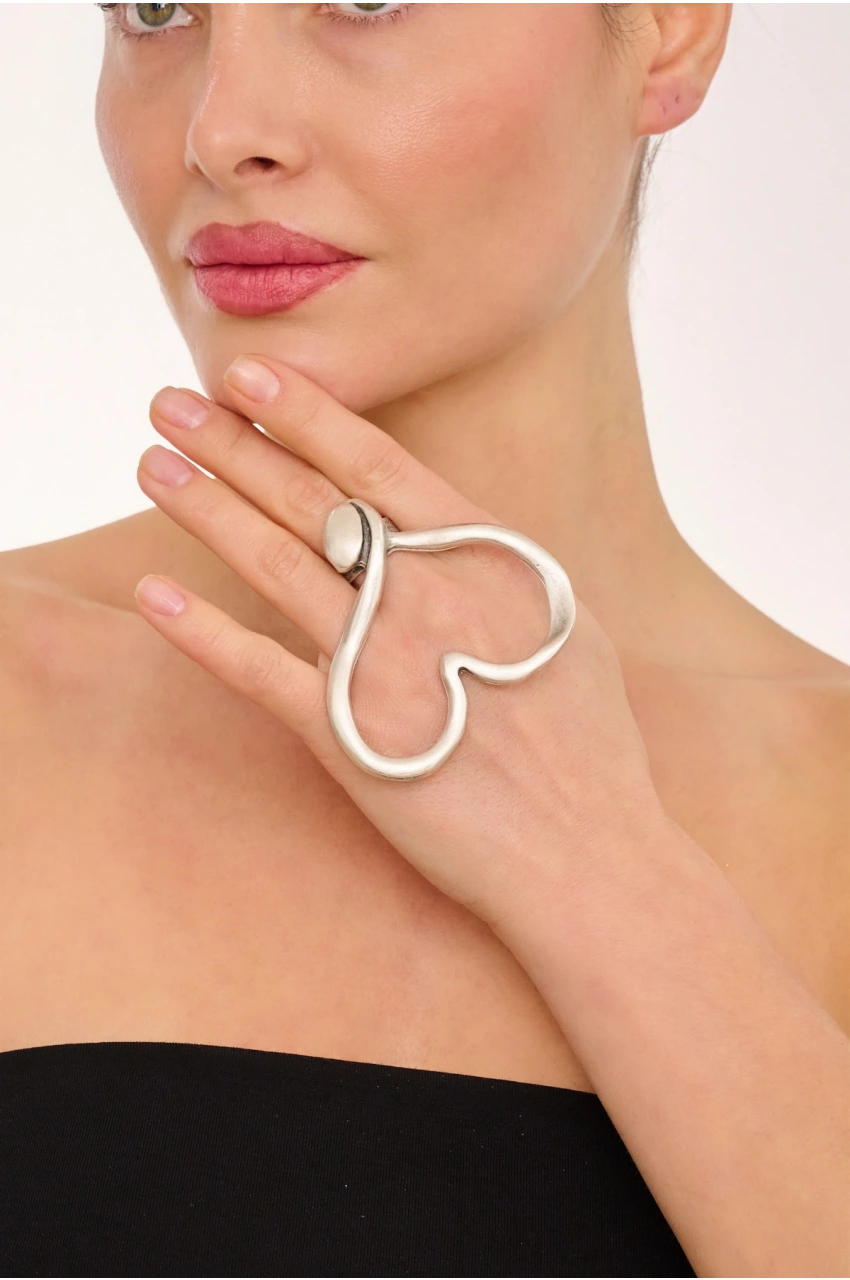 Kiraz Silver Plated Heart Ring