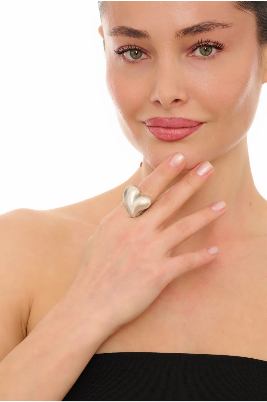 Kiraz Silver Plated Heart Ring