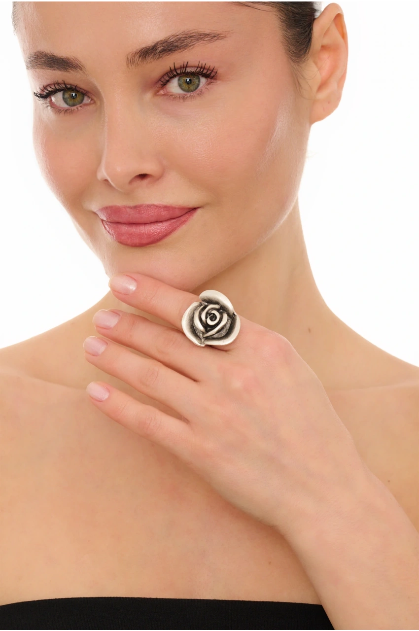 Kiraz Silver Plated Rose Ring