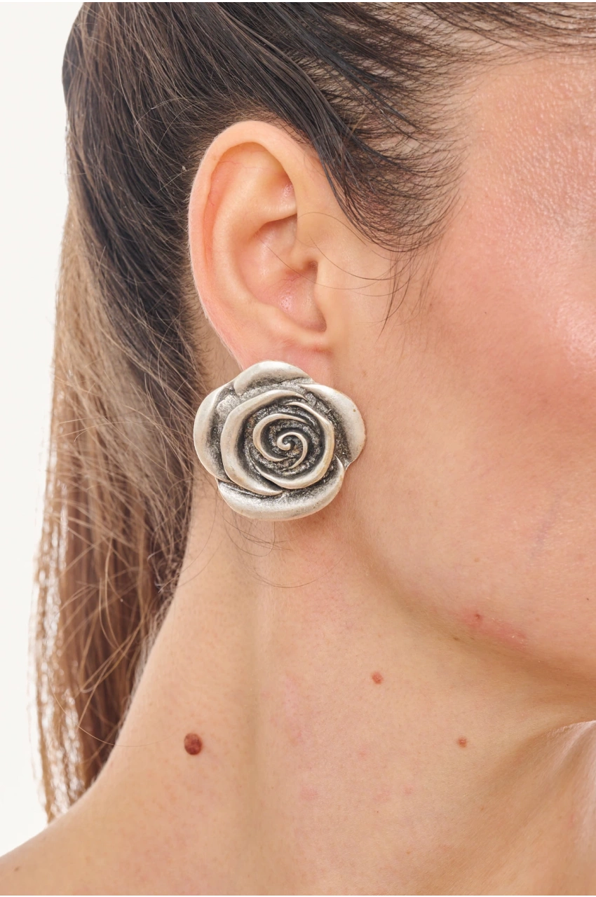 Kiraz Silver Plated Rose Earring