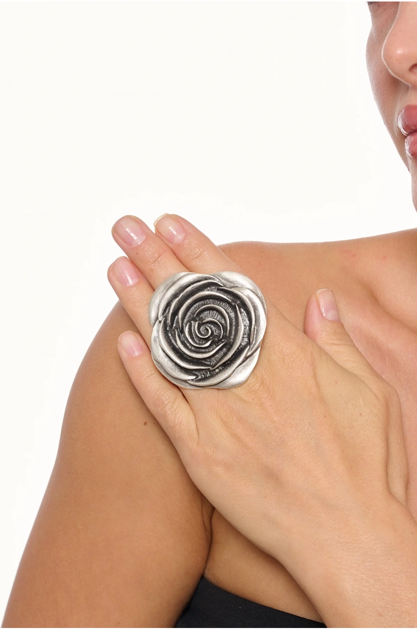 Kiraz Silver Plated Rose Ring