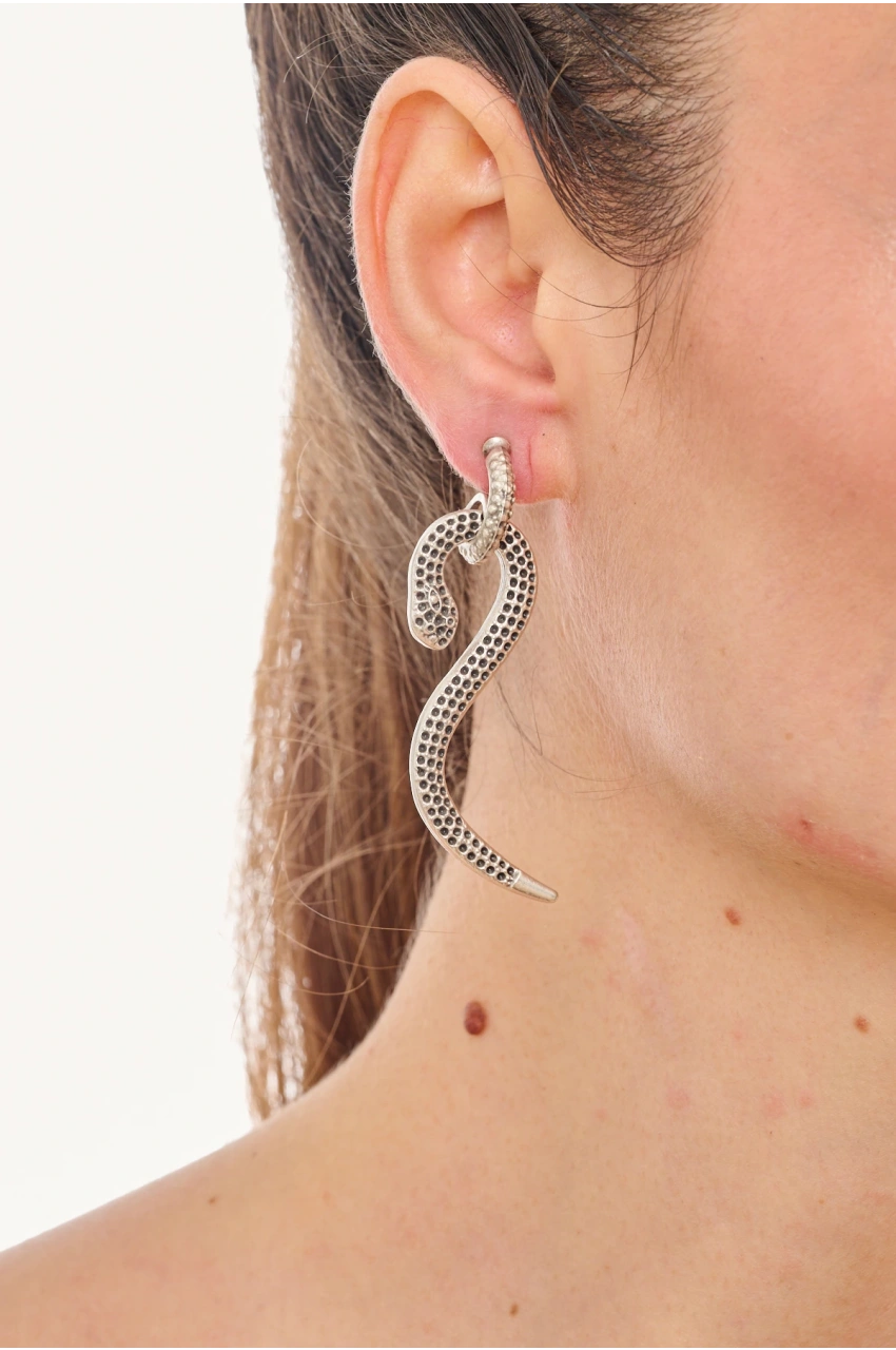 Kiraz Silver Plated Snake Earring