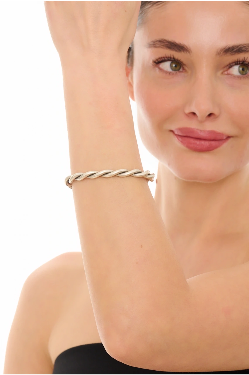Kiraz Silver Plated Spiral Bracelet