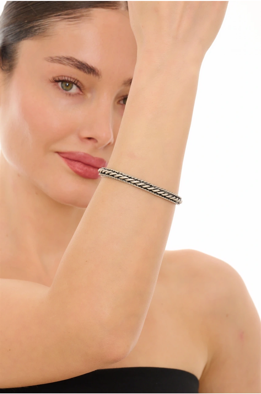 Kiraz Silver Plated Spiral Bracelet