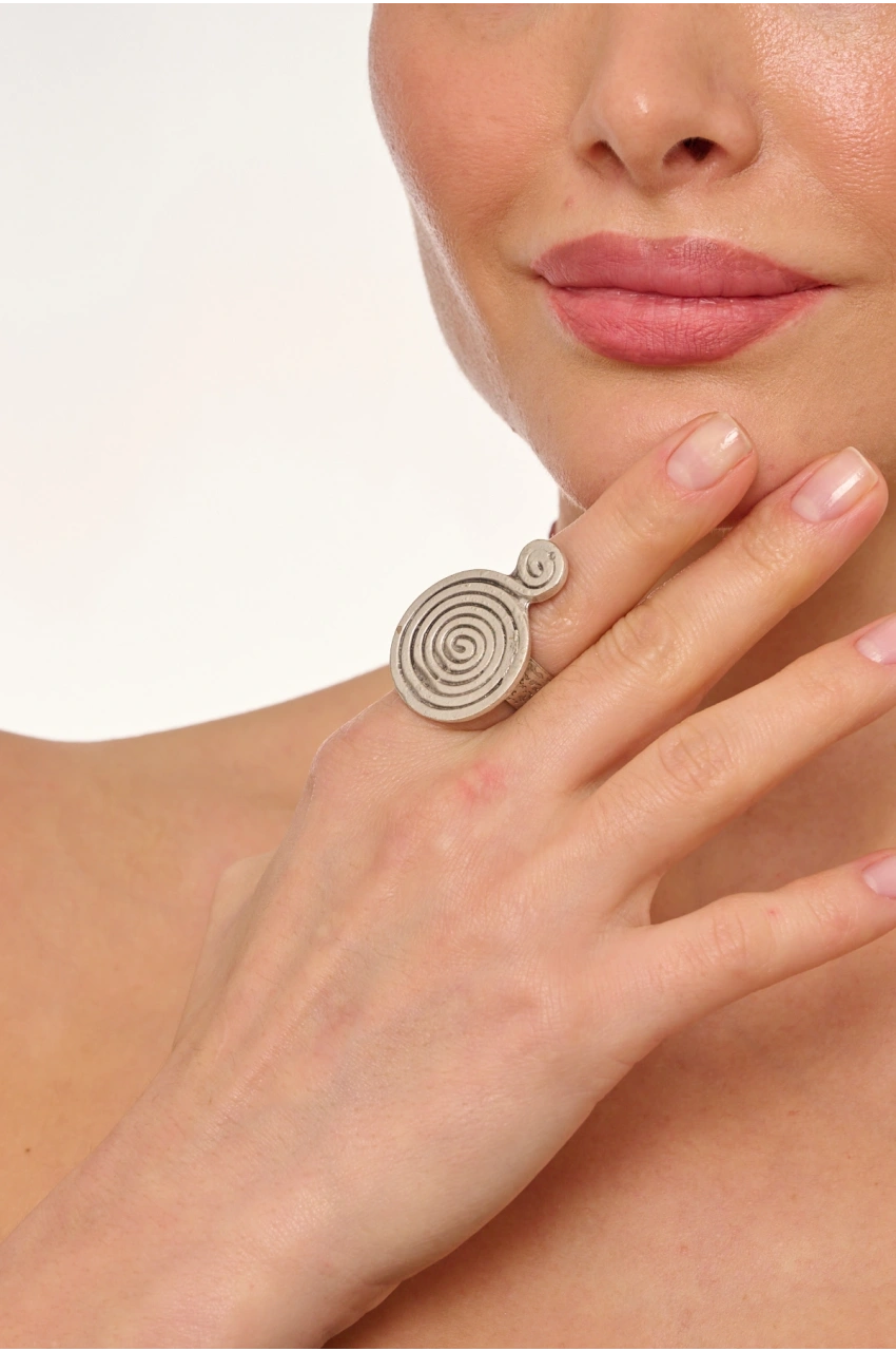 Kiraz Silver Plated Spiral Ring