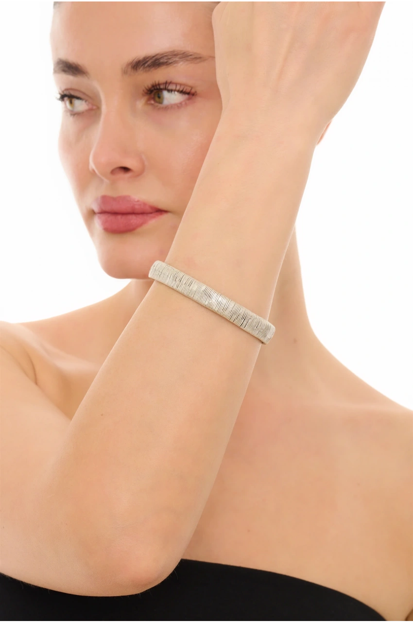 Kiraz Silver Plated Striped Bracelet