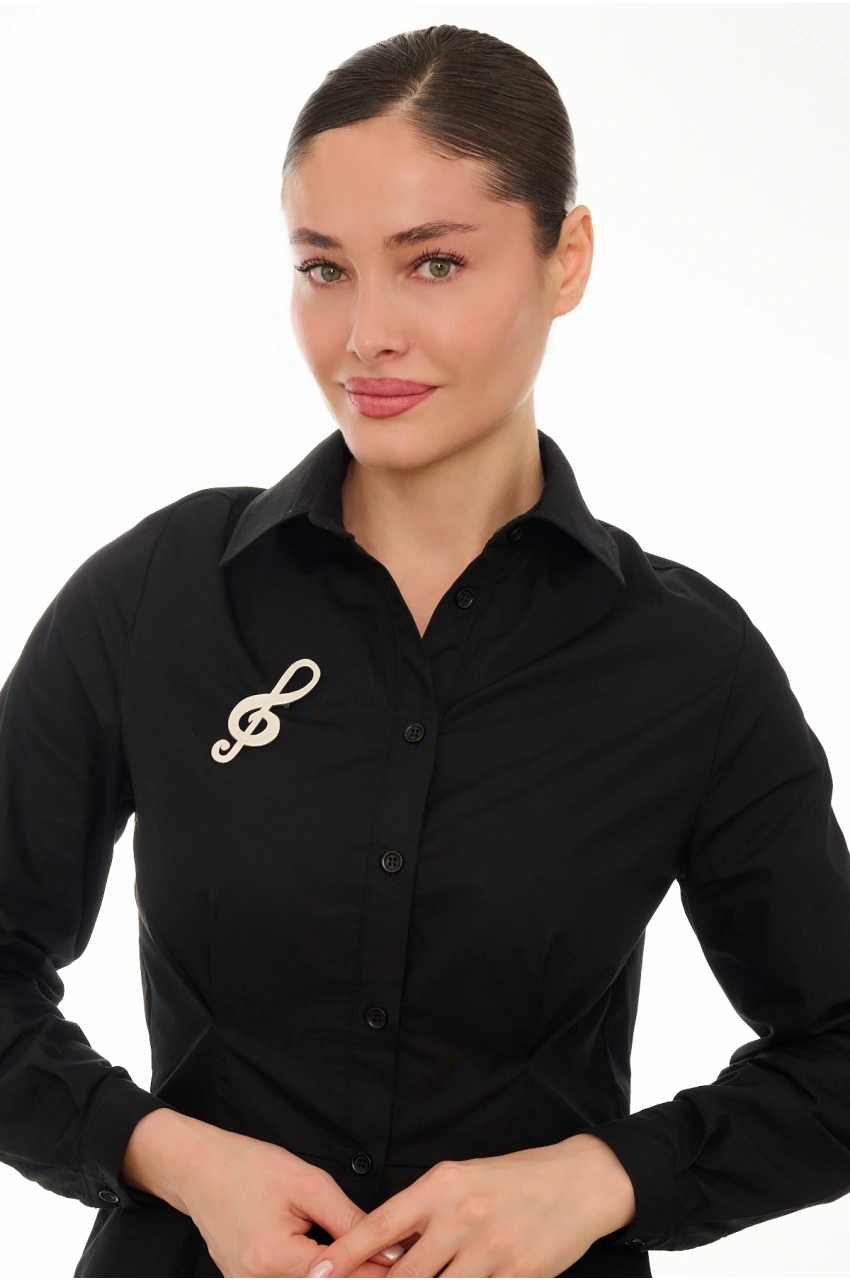 Kiraz Silver Plated Treble Clef Brooch