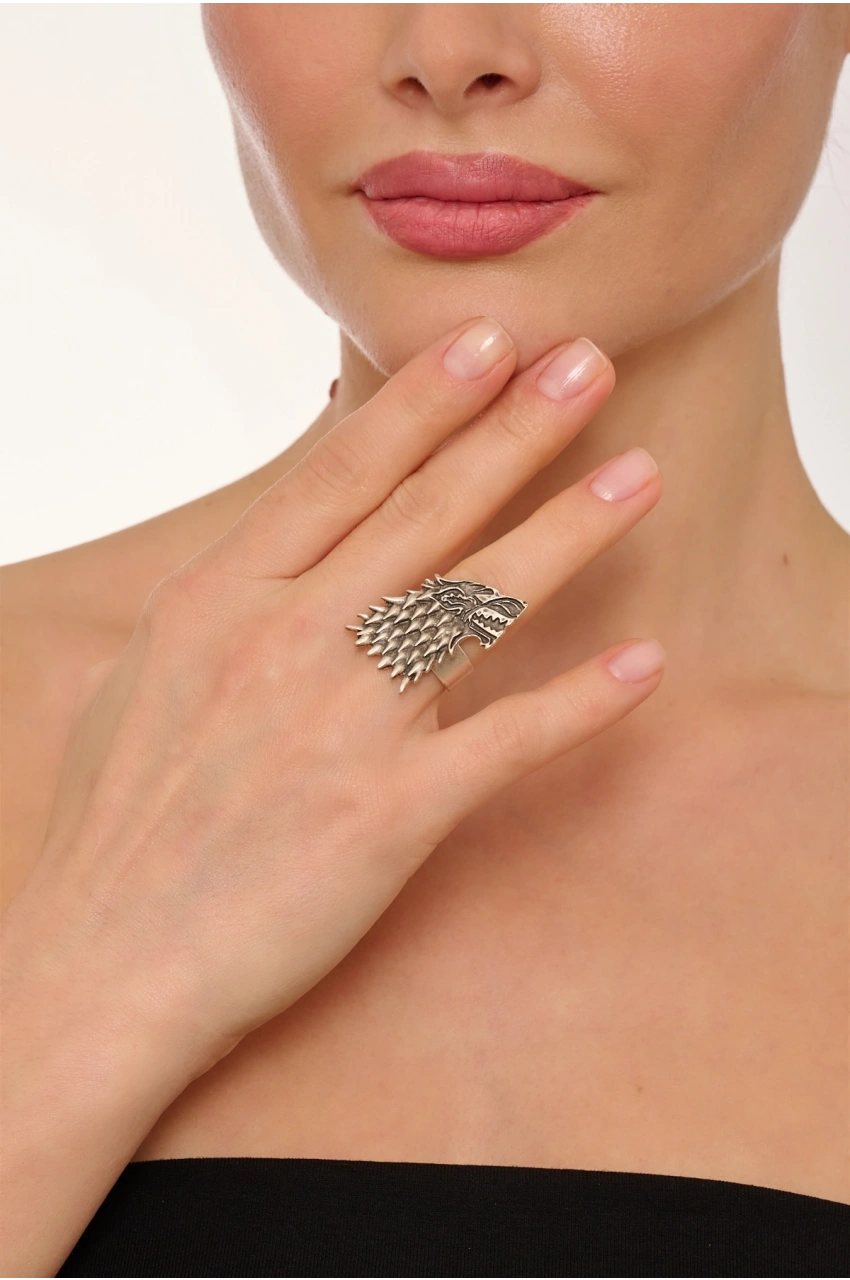Kiraz Silver Plated Wolf Ring