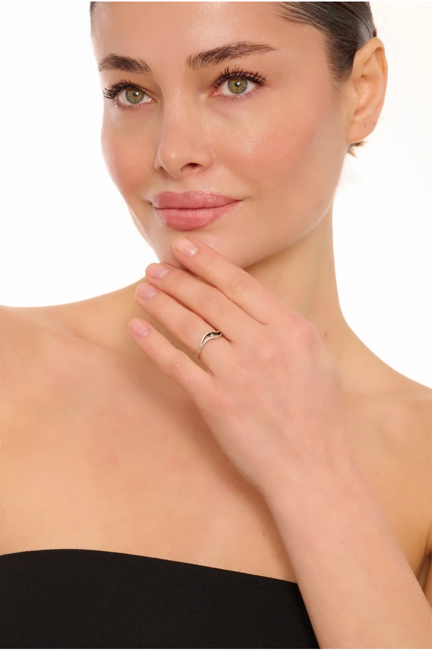 Kiraz Smoked Crystal Stoned Silver Plated Ring