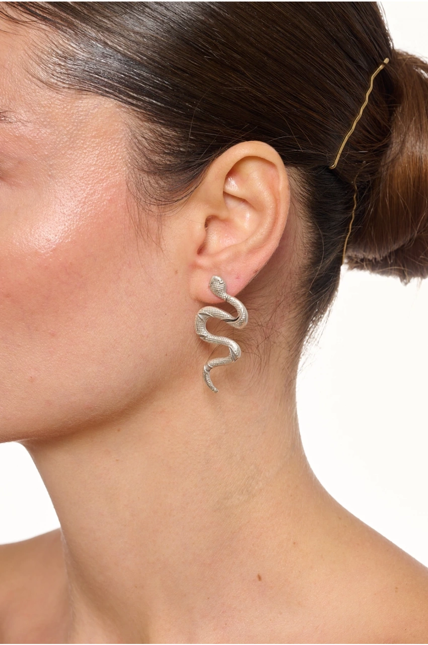 Kiraz Snake Silver Plated Earring