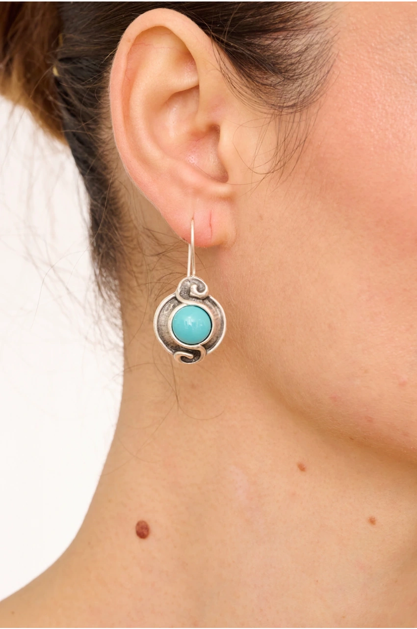 Kiraz Turquoise Stoned Silver Plated Earring