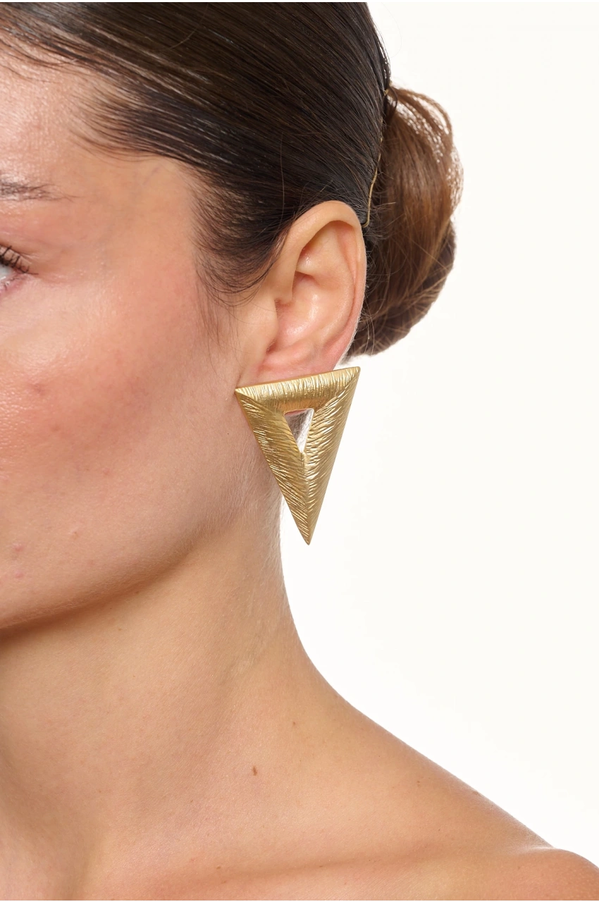 Kiraz Triangle Gold Plated Earring