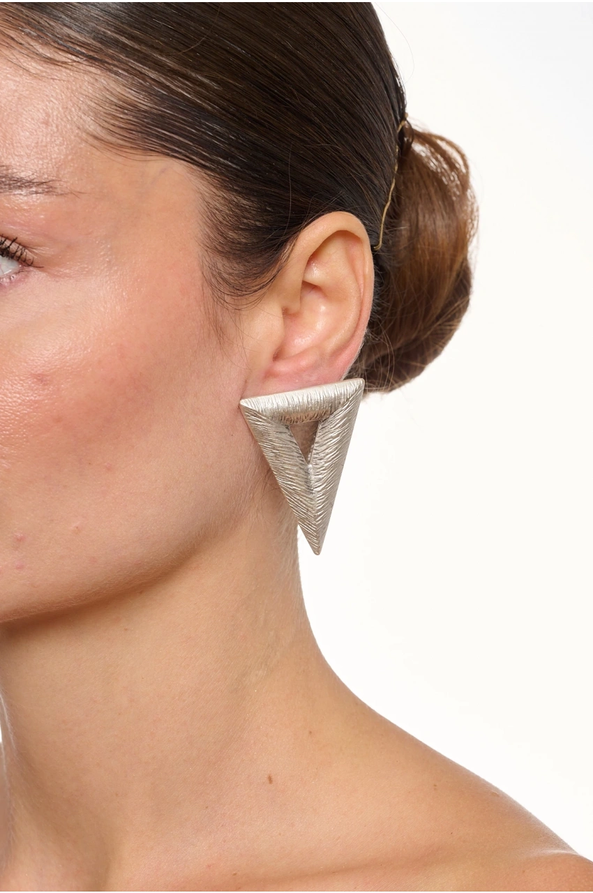 Kiraz Triangle Silver Plated Earring