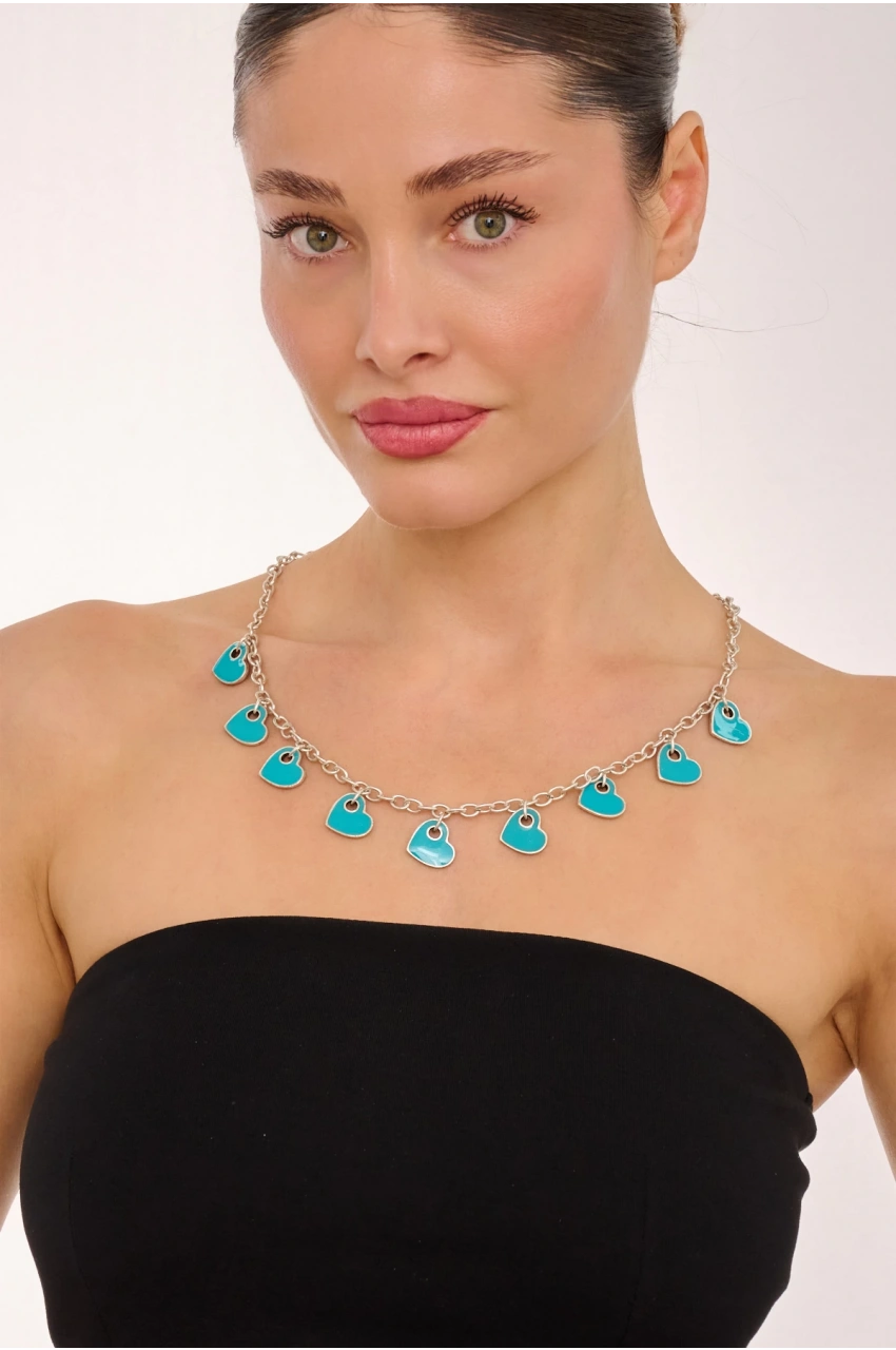 Kiraz Turquoise Enemaled Silver Plated Necklace