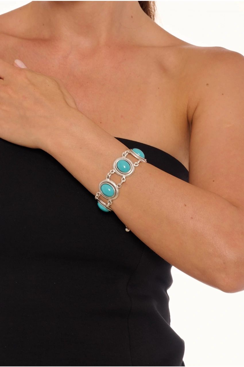 Kiraz Turquoise Stoned Silver Plated Bracelet
