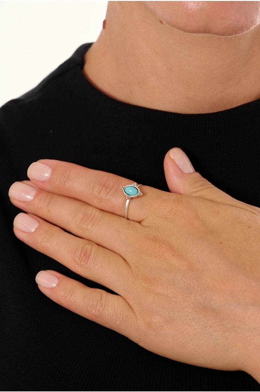 Kiraz Turquoise Stoned Silver Plated Ring
