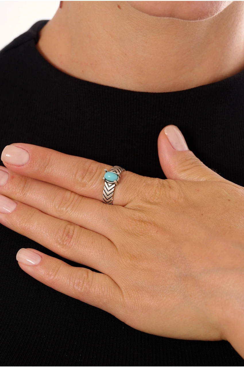 Kiraz Turquoise Stoned Silver Plated Ring