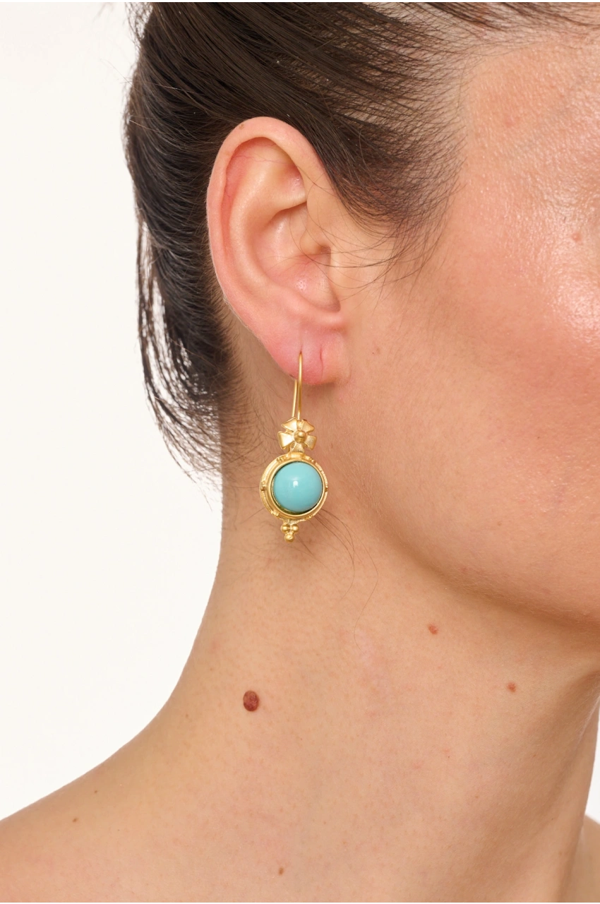 Kiraz Turquoise Stoned Gold Plated Earring