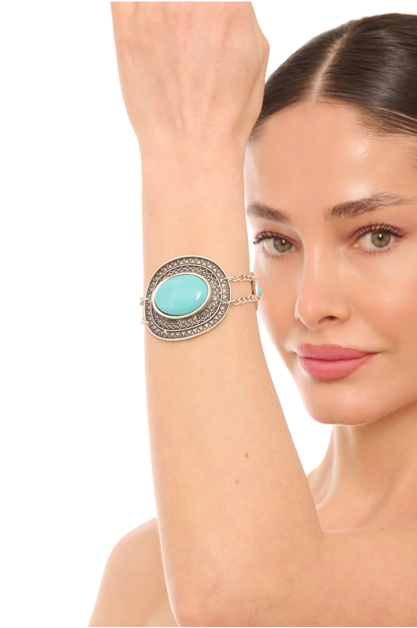 Kiraz Turquoise Stoned Silver Plated Bracelet