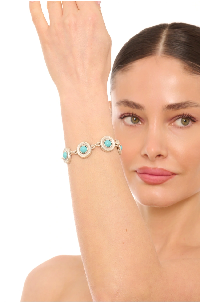 Kiraz Turquoise Stoned Silver Plated Bracelet