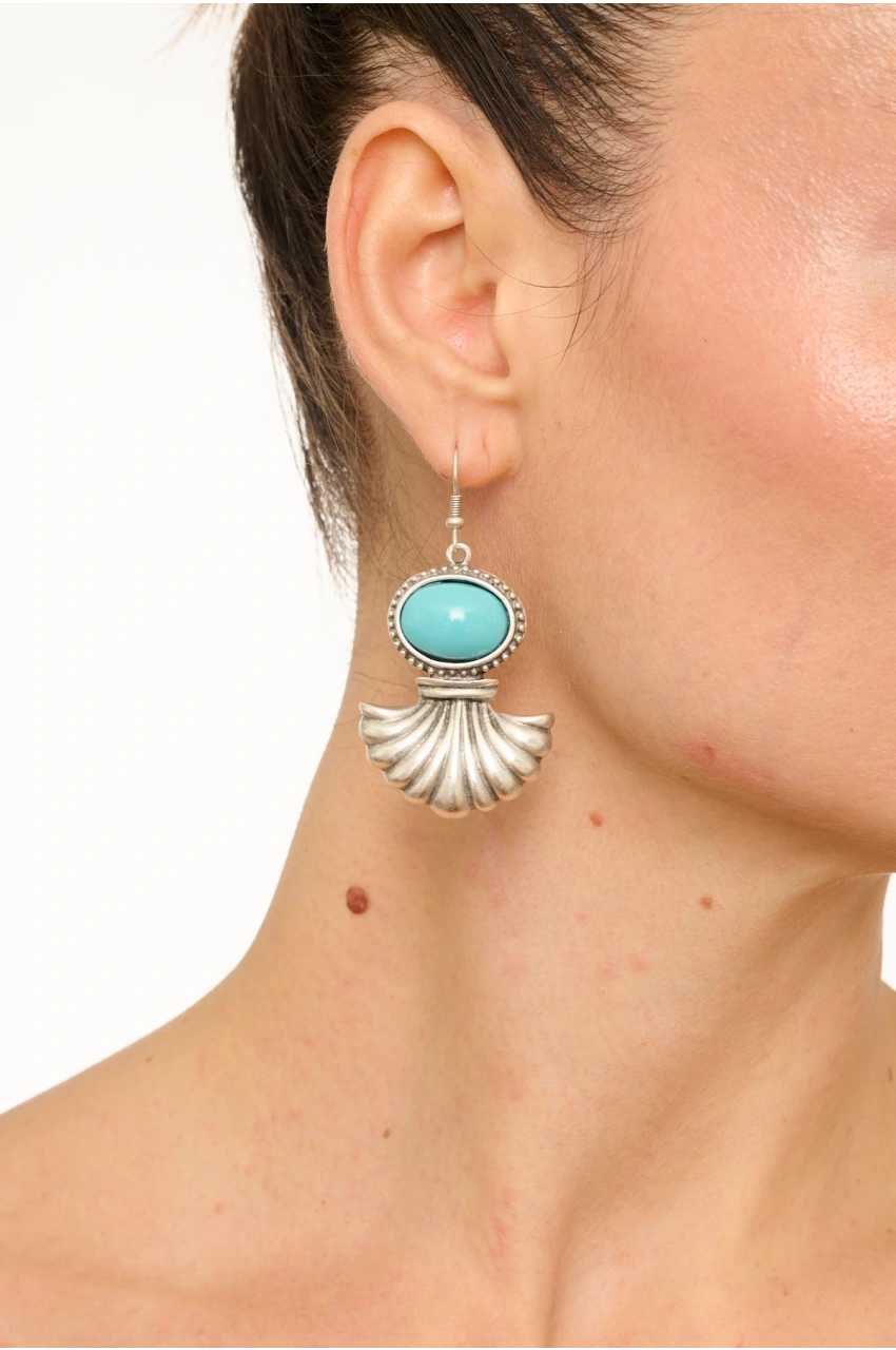 Kiraz Turquoise Stoned Silver Plated Earring
