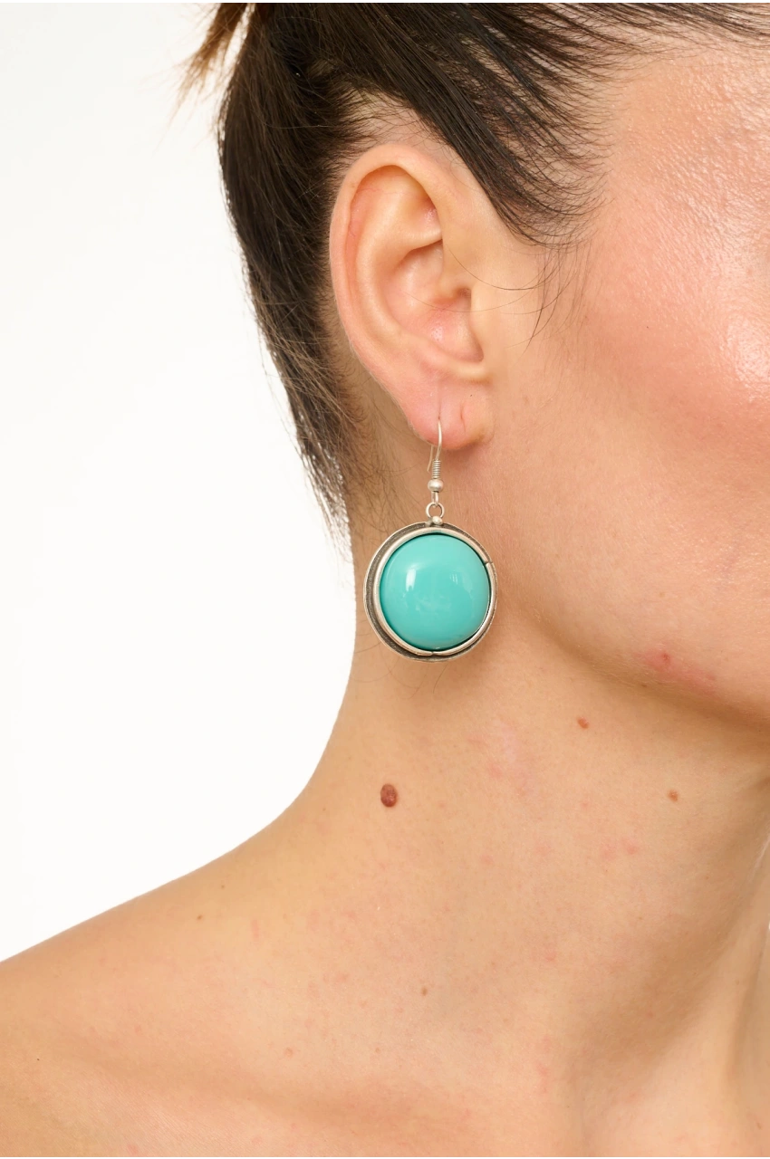 Kiraz Turquoise Stoned Silver Plated Earring