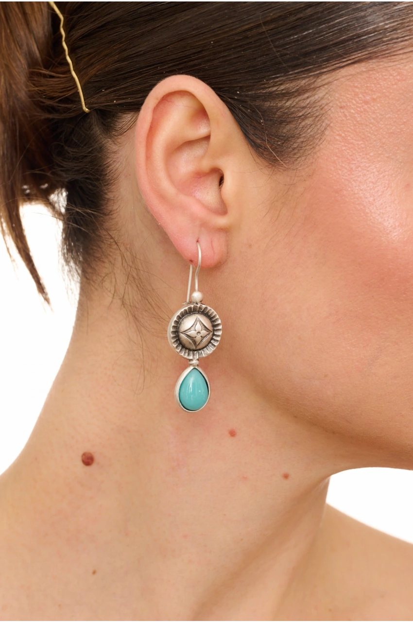Kiraz Turquoise Stoned Silver Plated Earring