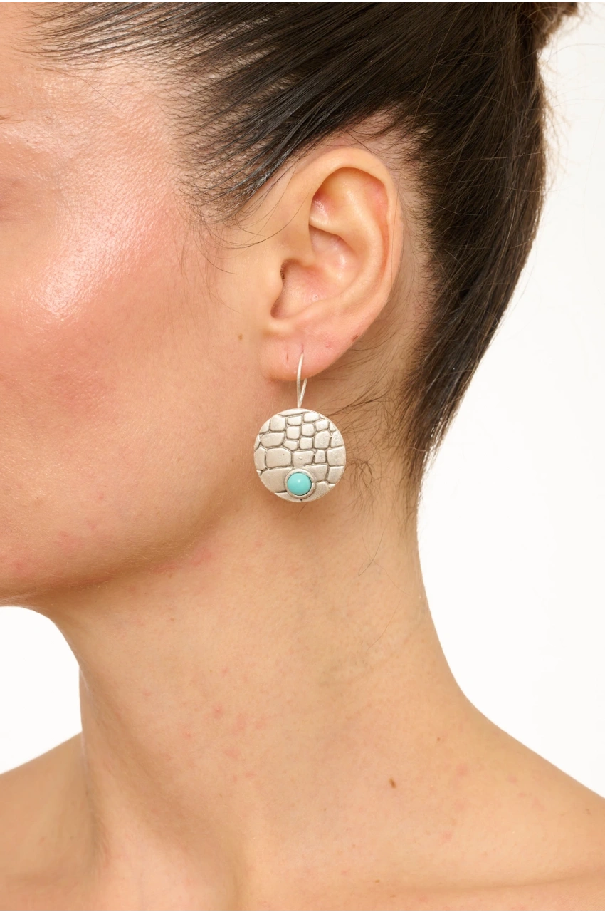 Kiraz Turquoise Stoned Silver Plated Earring