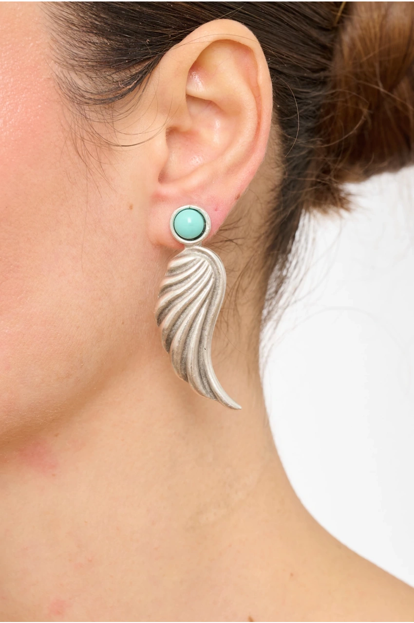 Kiraz Turquoise Stoned Silver Plated Earring