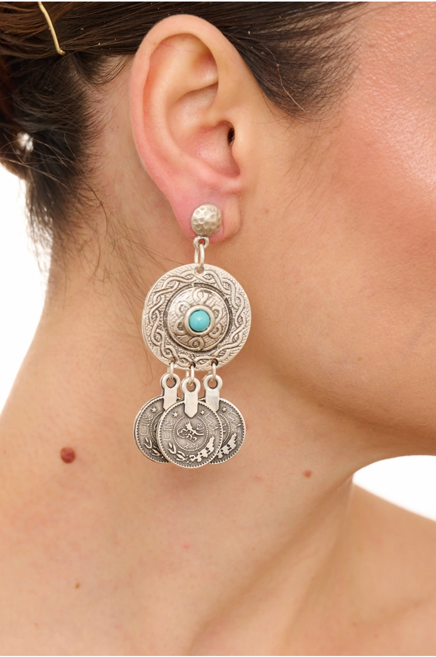 Kiraz Turquoise Stoned Silver Plated Earring