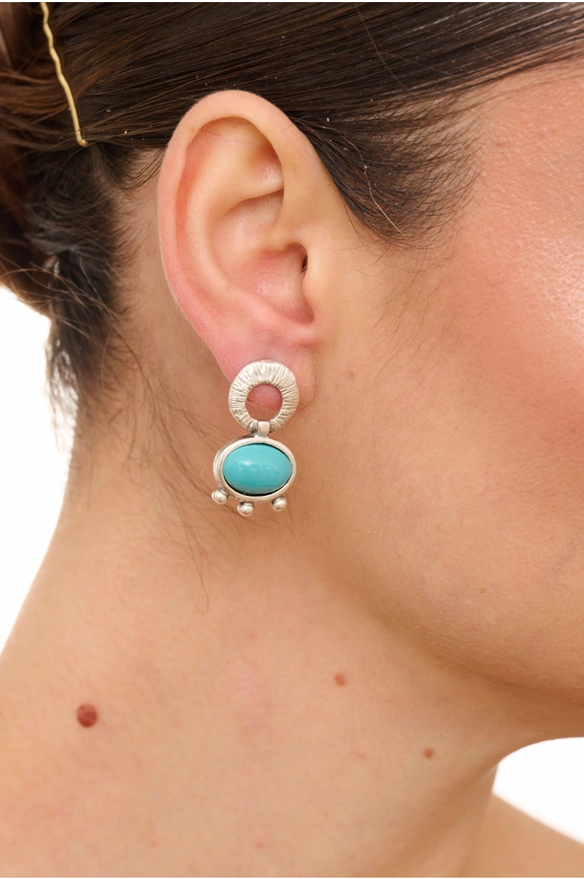 Kiraz Turquoise Stoned Silver Plated Earring