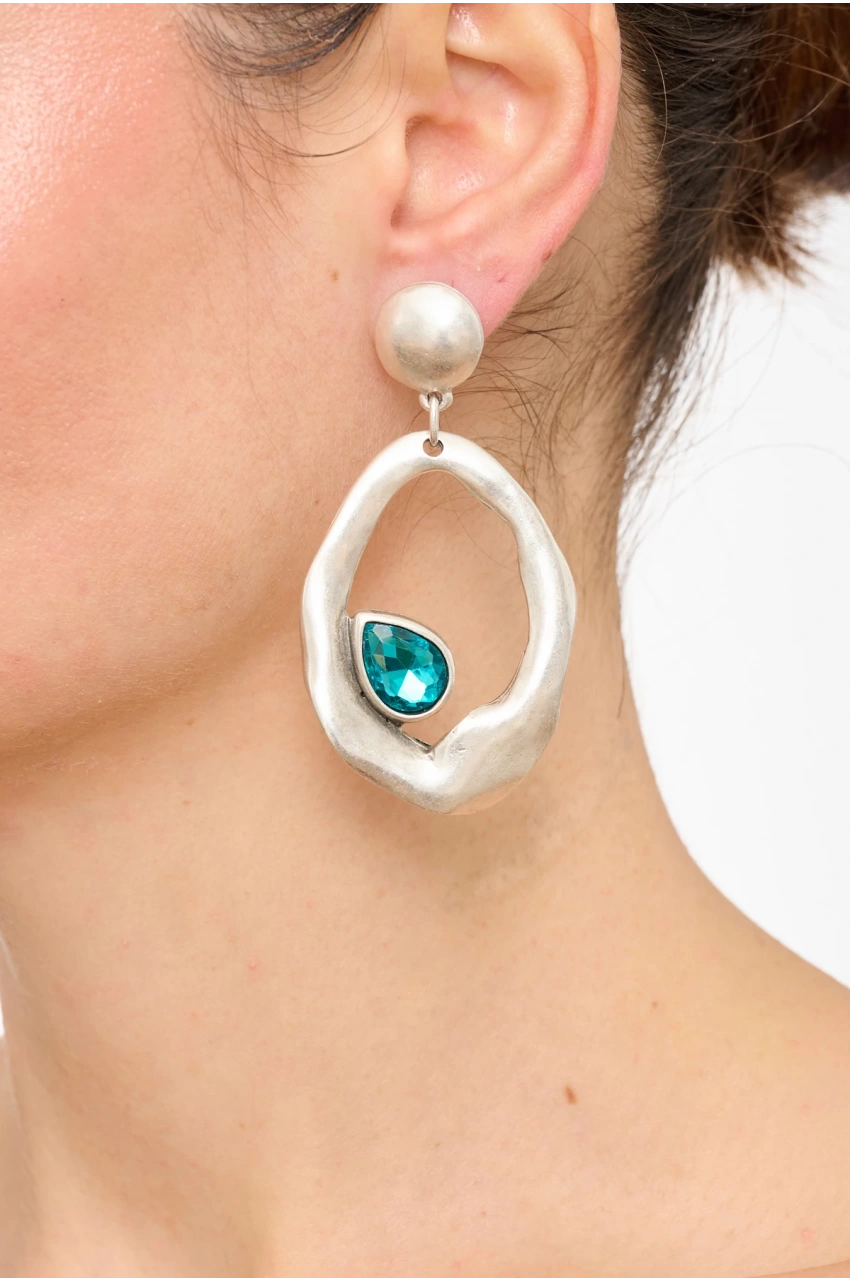 Kiraz Turquoise Stoned Silver Plated Earring