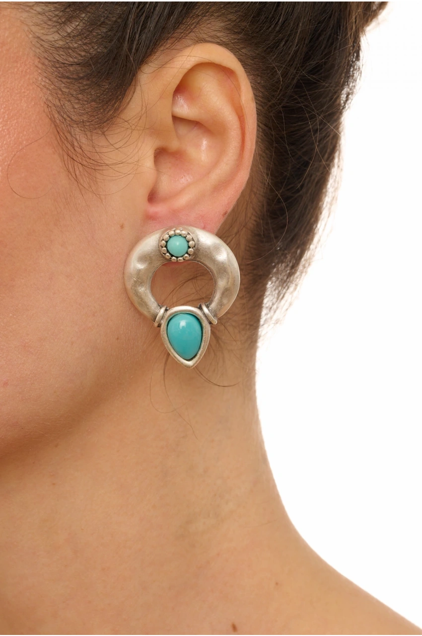 Kiraz Turquoise Stoned Silver Plated Earring