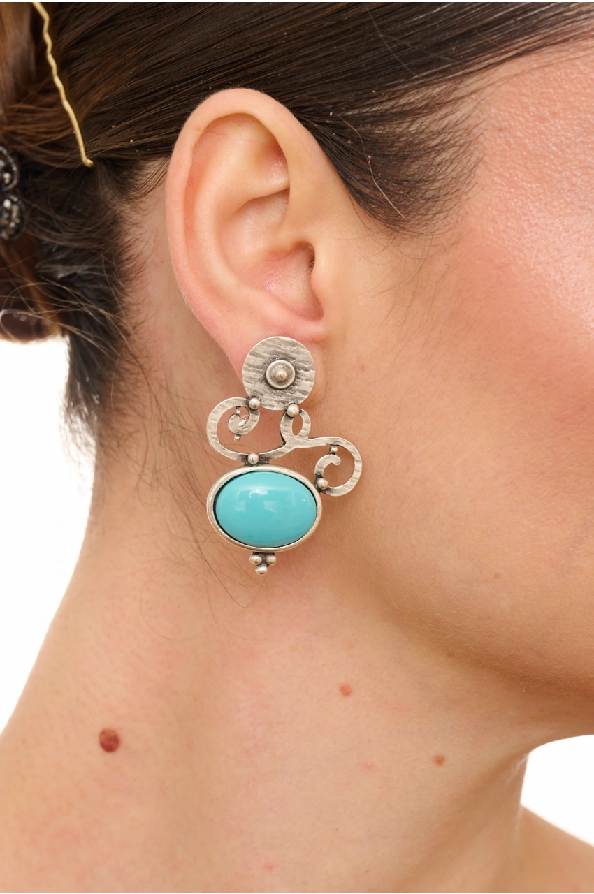 Kiraz Turquoise Stoned Silver Plated Earring
