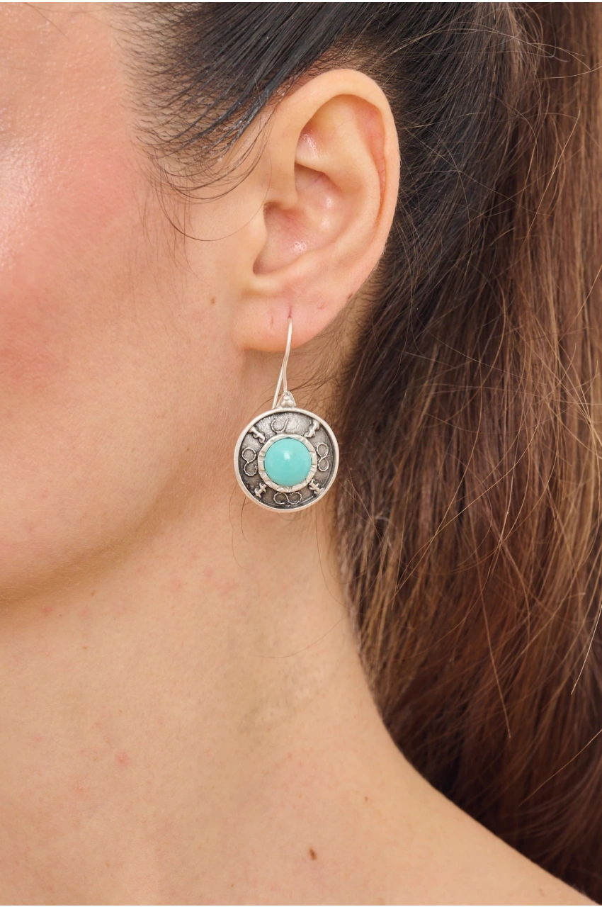 Kiraz Turquoise Stoned Silver Plated Earring