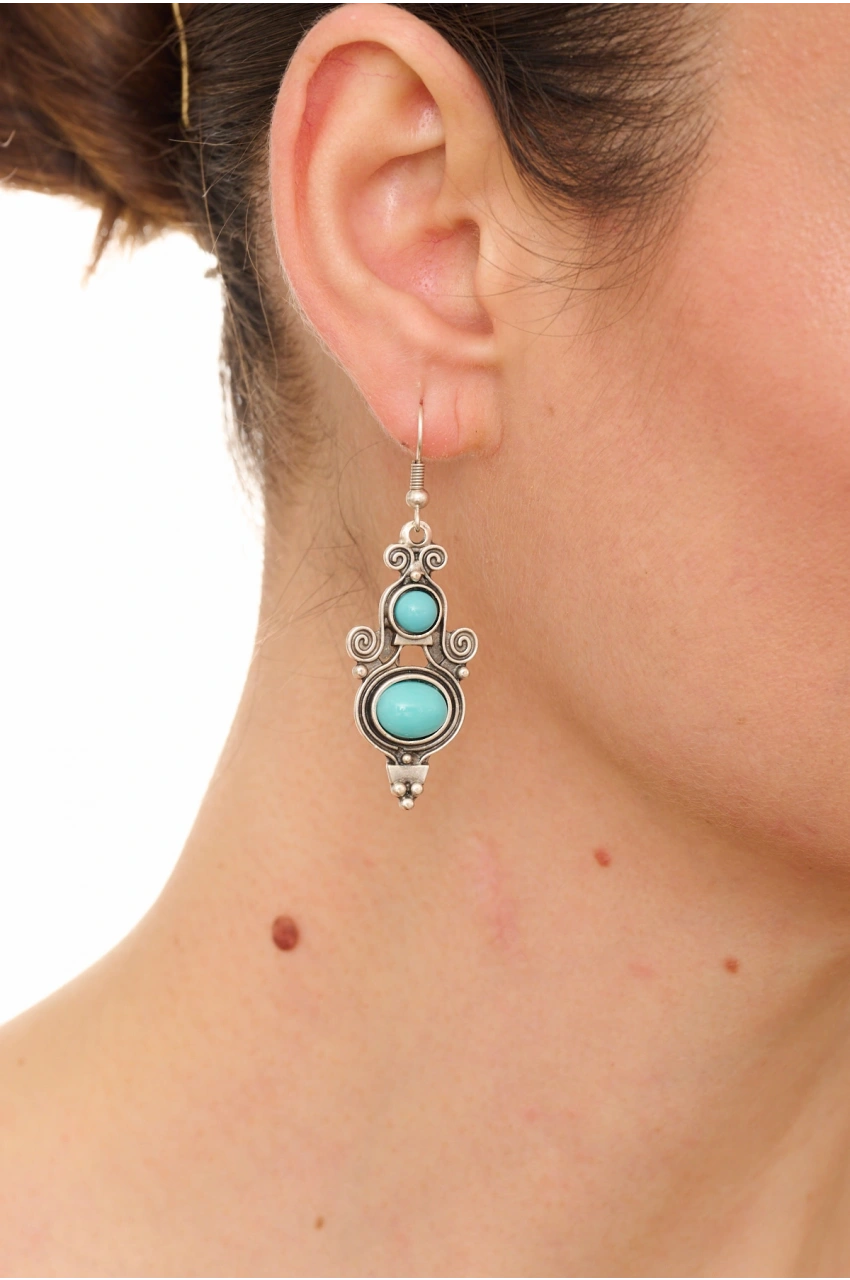 Kiraz Turquoise Stoned Silver Plated Earring