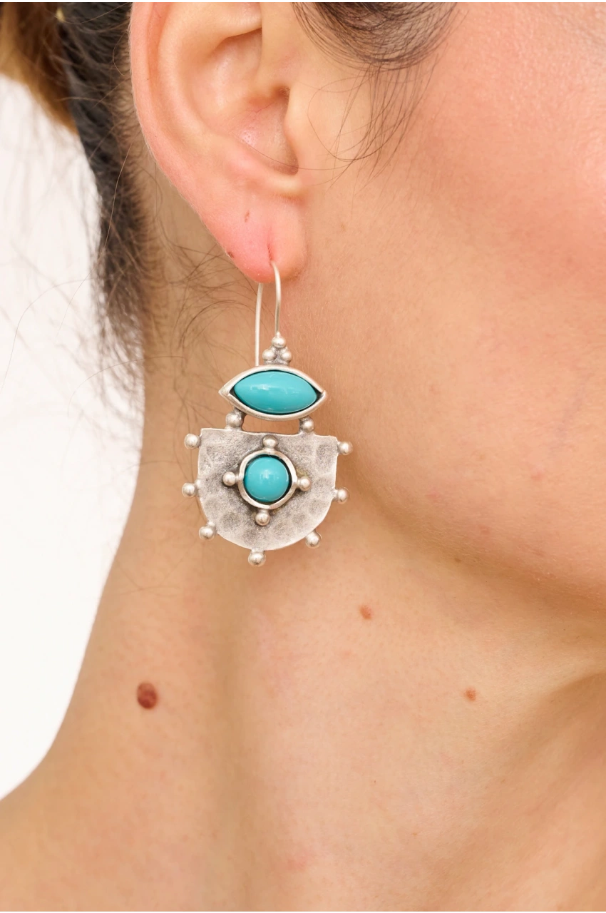 Kiraz Turquoise Stoned Silver Plated Earring