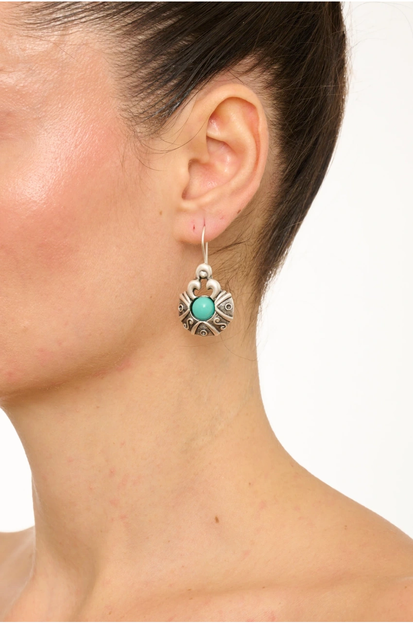 Kiraz Turquoise Stoned Silver Plated Earring